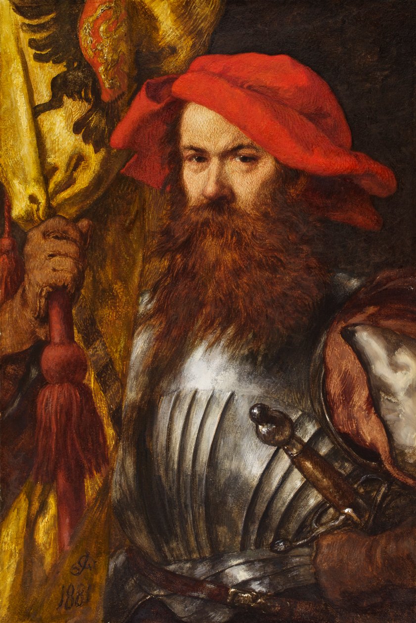 Standard Bearer, 1881 (wc ja guassi paperilla) tekijältä John Gilbert