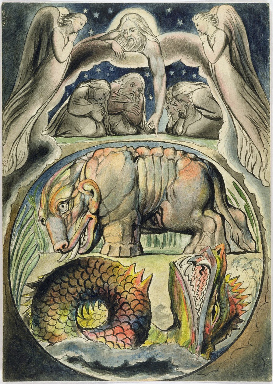 Behemoth ja Leviathan, William Blaken (1757-1827) mukaan (kynä, muste ja wc paperilla) tekijältä John Linnell