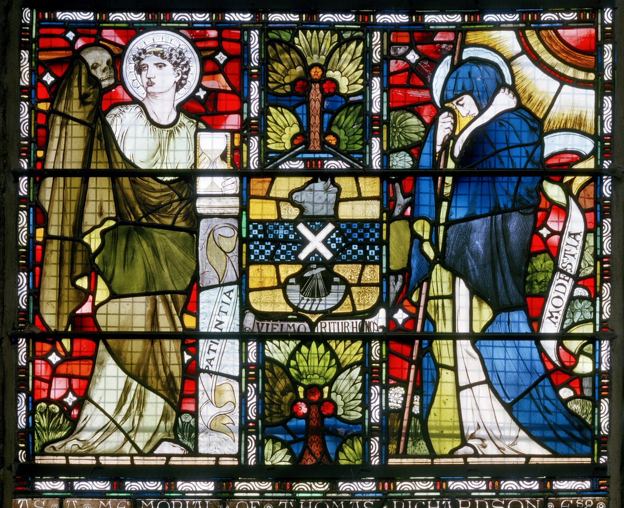 Paisley Abbey, Cottire & Co, John Moyr Smith, Patience & Modesty, 1873 tekijältä John Moyr attr.to Smith