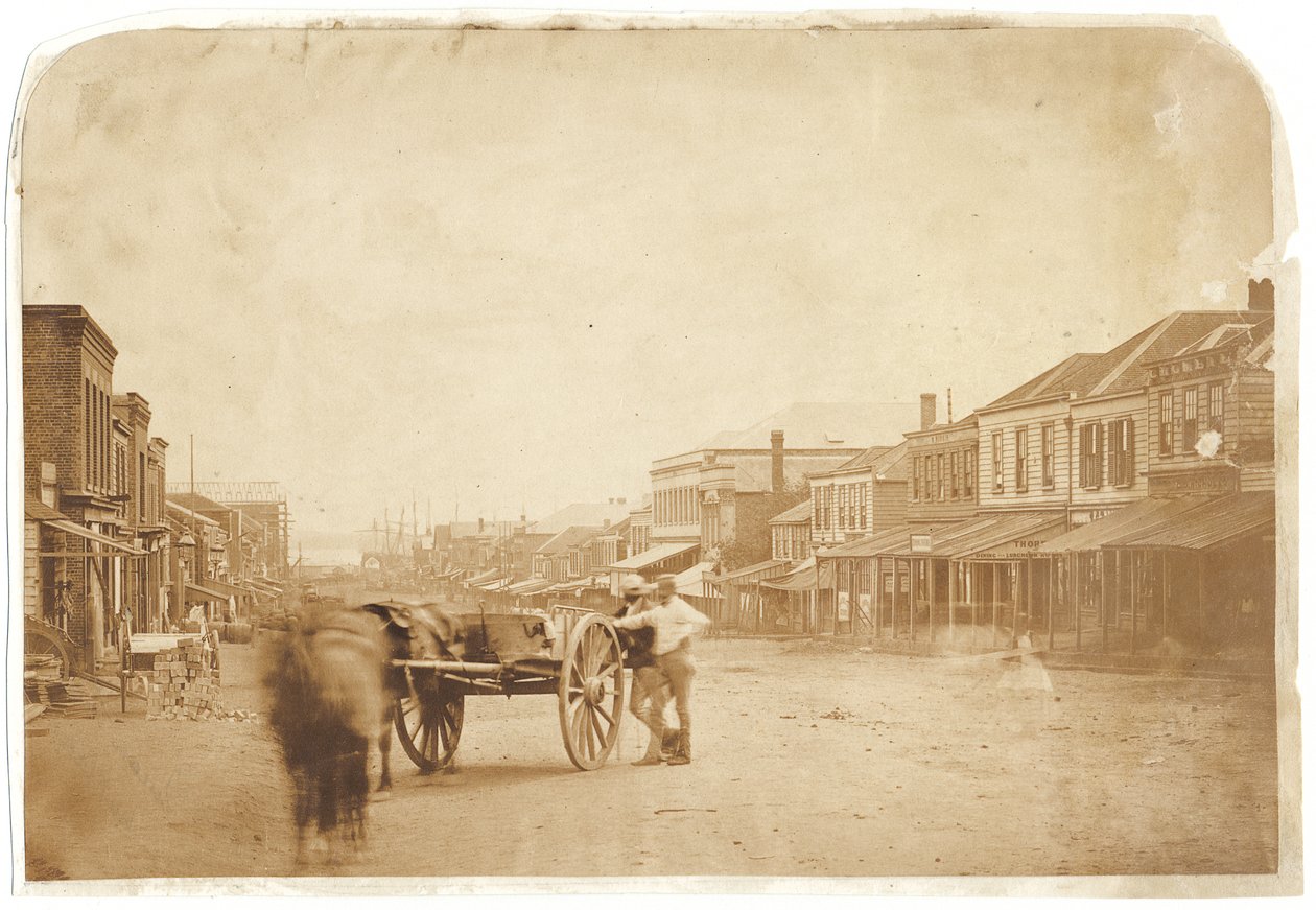 Upper Queen Street, Auckland, vuoden 1859 jälkeen (albumeenisuolaprintti) tekijältä John Nicol Crombie