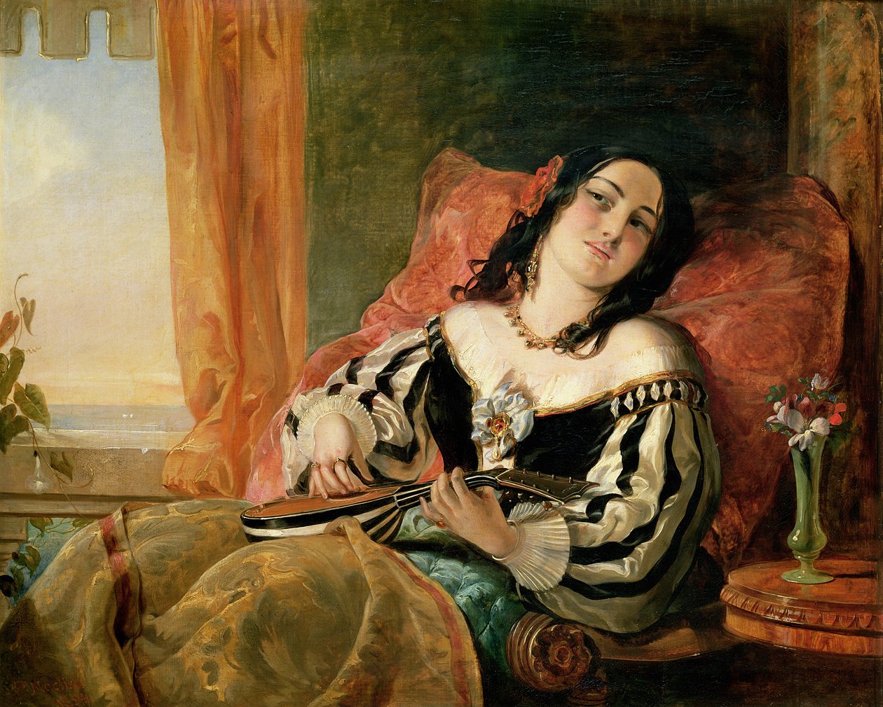 Lady Playing the Mandoliini, 1854 tekijältä John Phillip