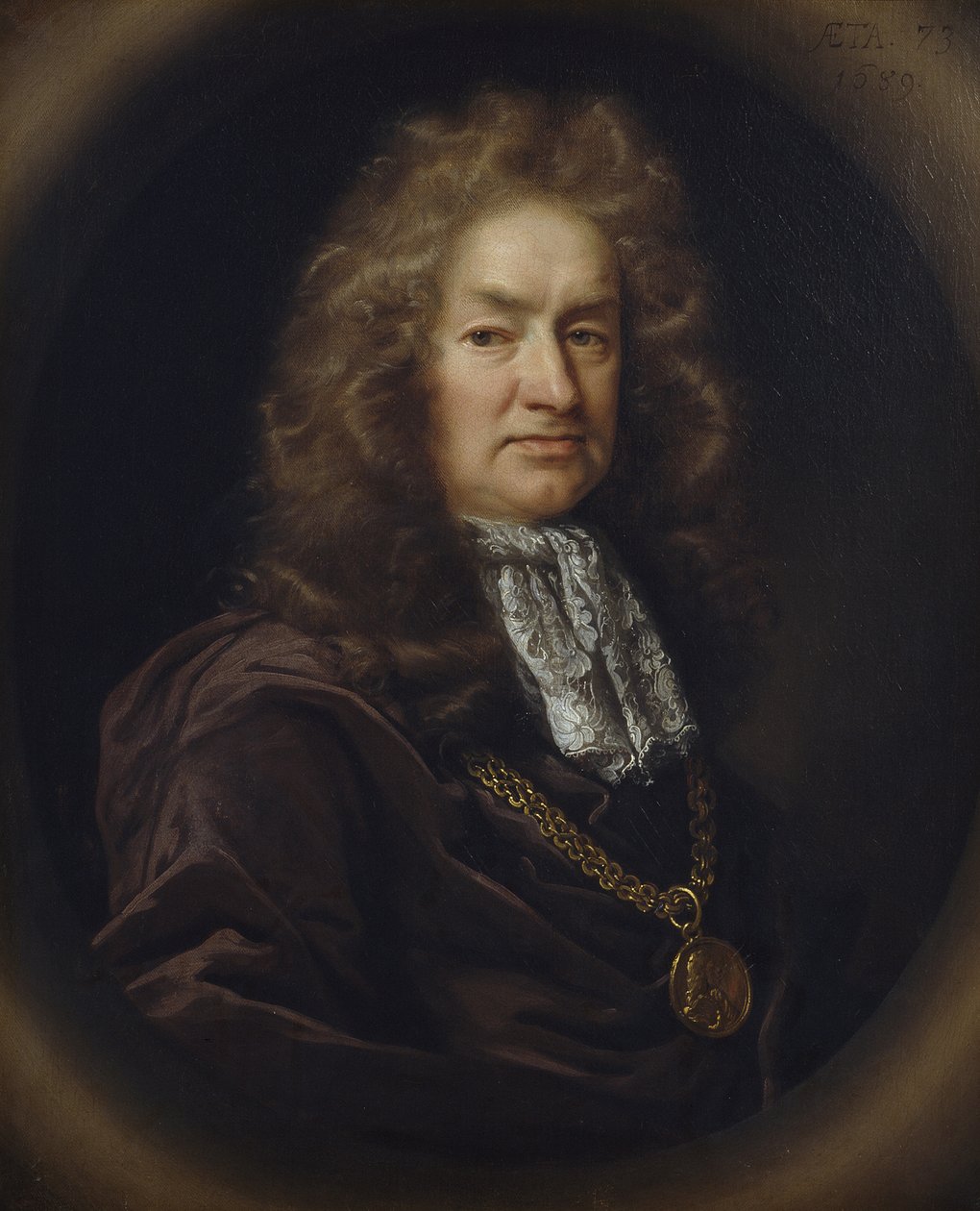 Muotokuva Elias Ashmolesta (1617-92), englantilainen antiikkitieteilijä, 1689. tekijältä John Riley