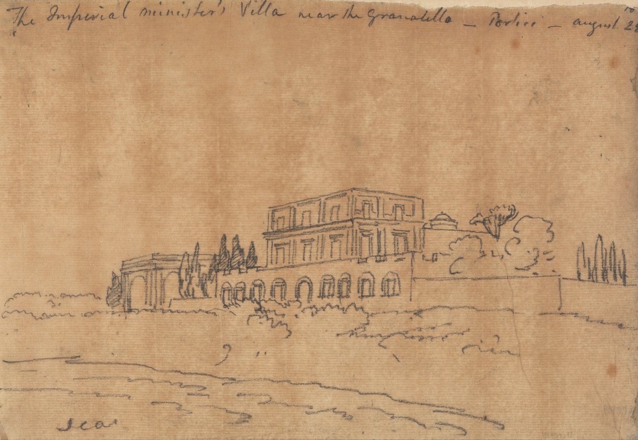 Imperial Ministers Villa lähellä Granabelloa, Portici, 28. elokuuta tekijältä John Robert Cozens