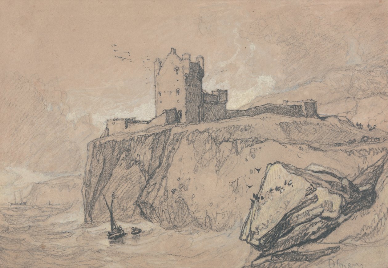 Bamboroughin linna, Northumberland tekijältä John Sell Cotman