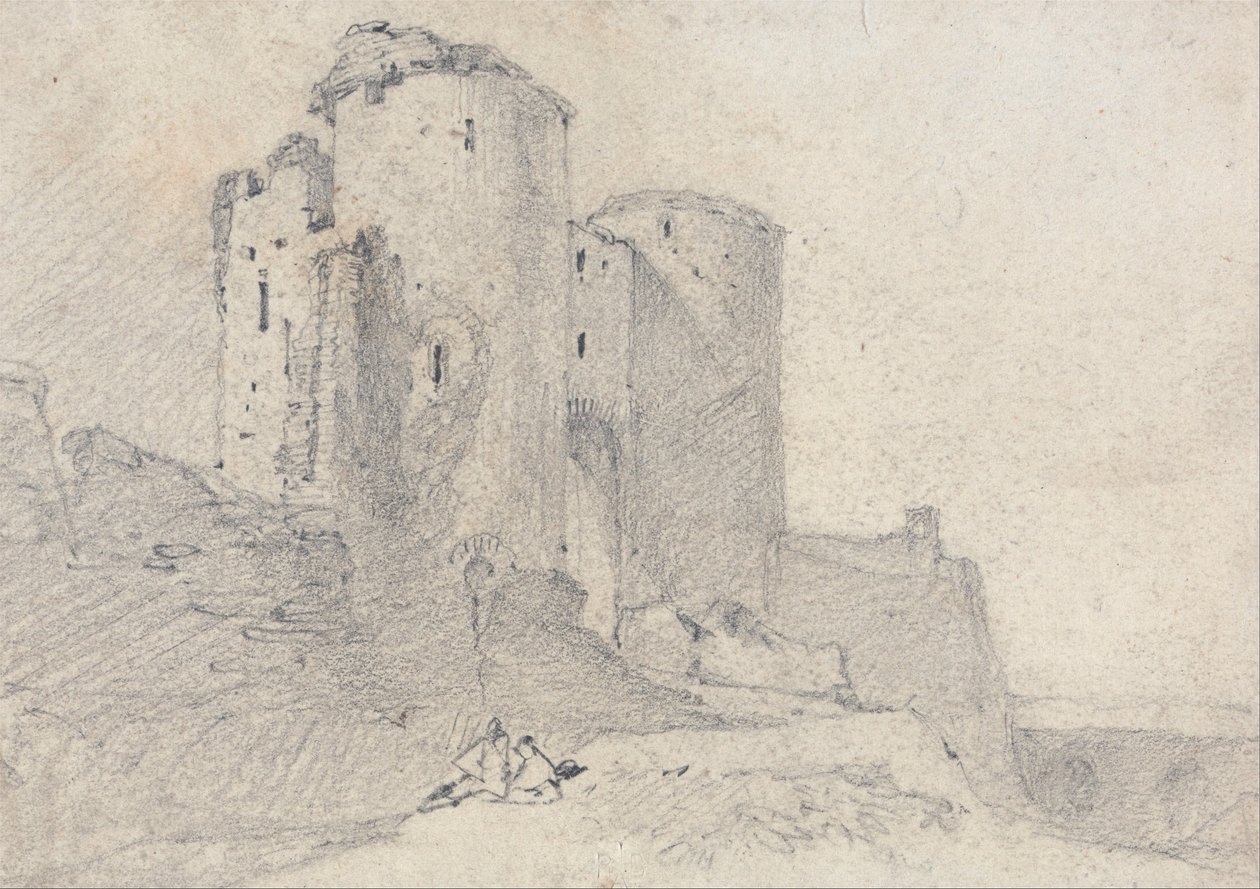 Beestonin linna, Cheshire- Sisäänkäynti linnaan tekijältä John Sell Cotman