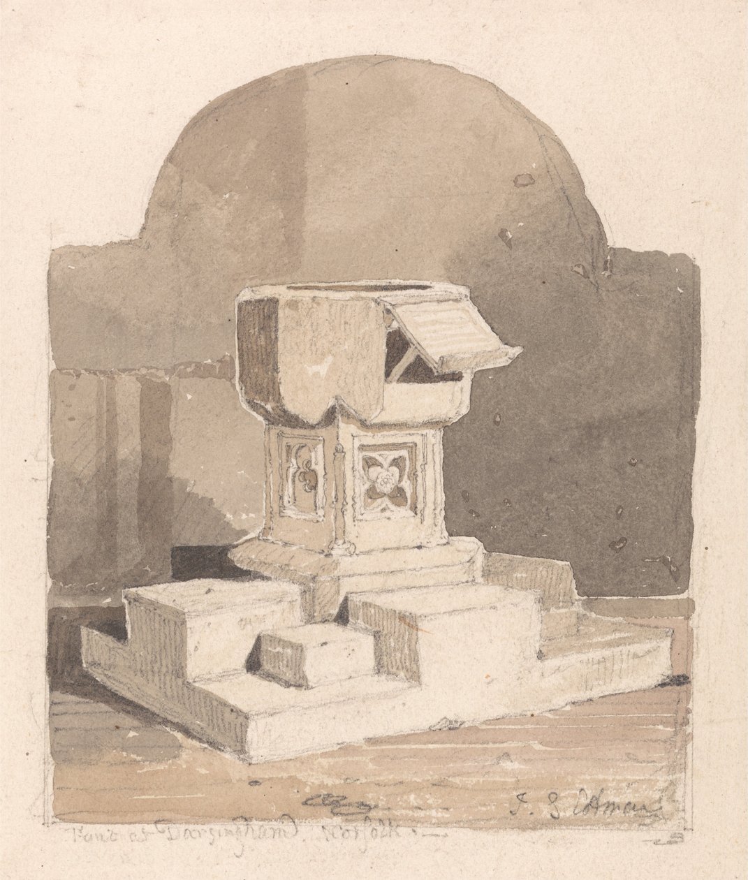 Fontti Dersingham Church, Norfolk tekijältä John Sell Cotman