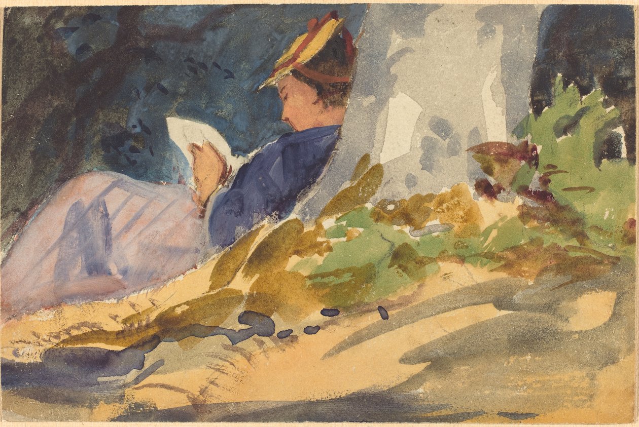 Lepäämässä, n.1880-1890 (akvarelli grafiitilla vellapaperille). tekijältä John Singer Sargent
