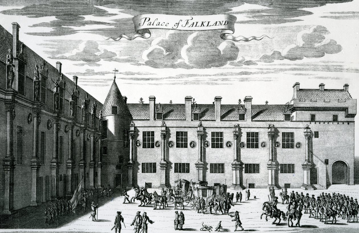 Falklandin palatsi, John Slezerin teoksesta "Theatrum Scotiae", julkaistu 1693. tekijältä John Slezer