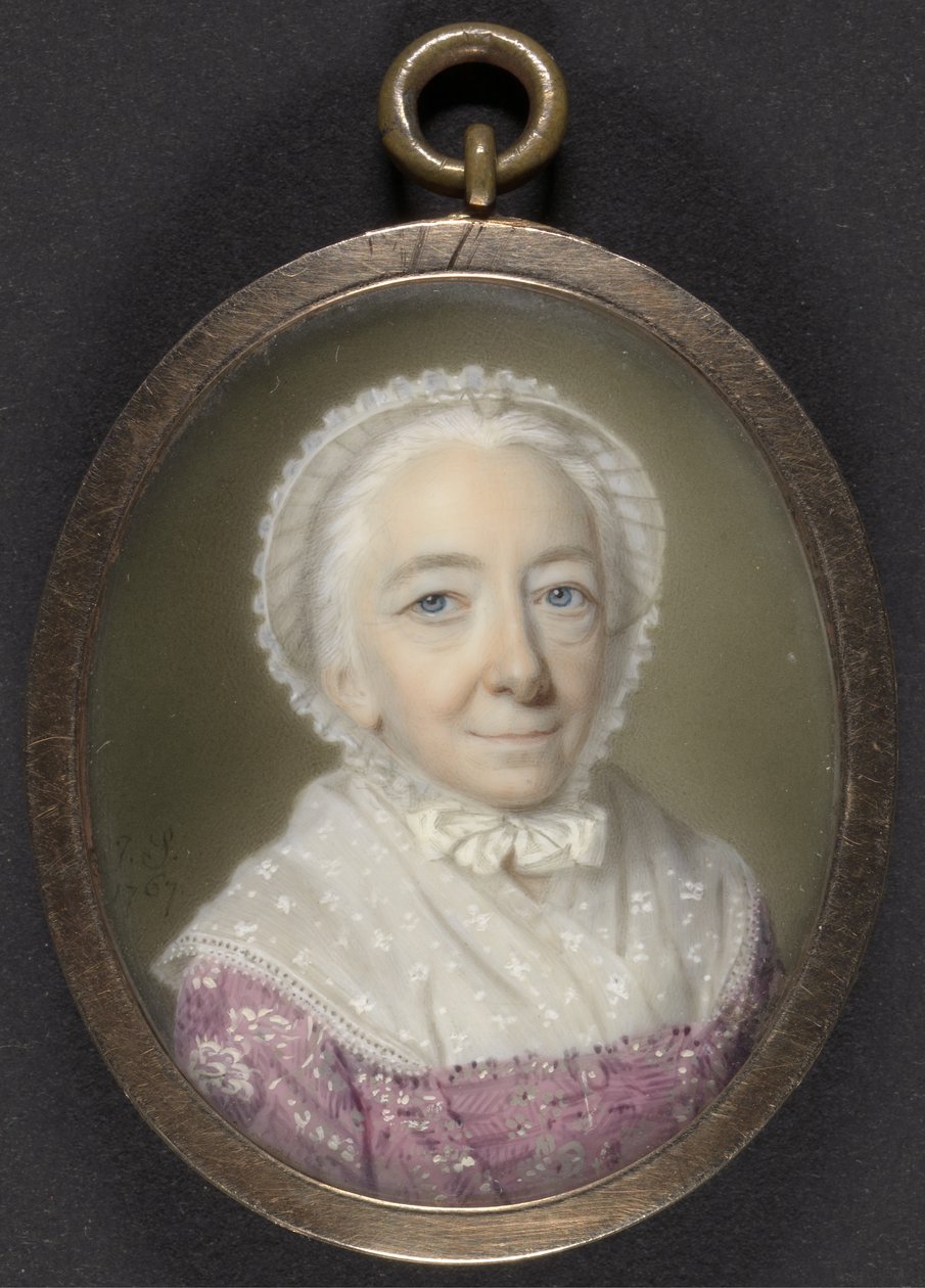 Vanhuksen naisen muotokuva, 1767 (vartalonväri ja wc norsunluun päällä) tekijältä John Smart