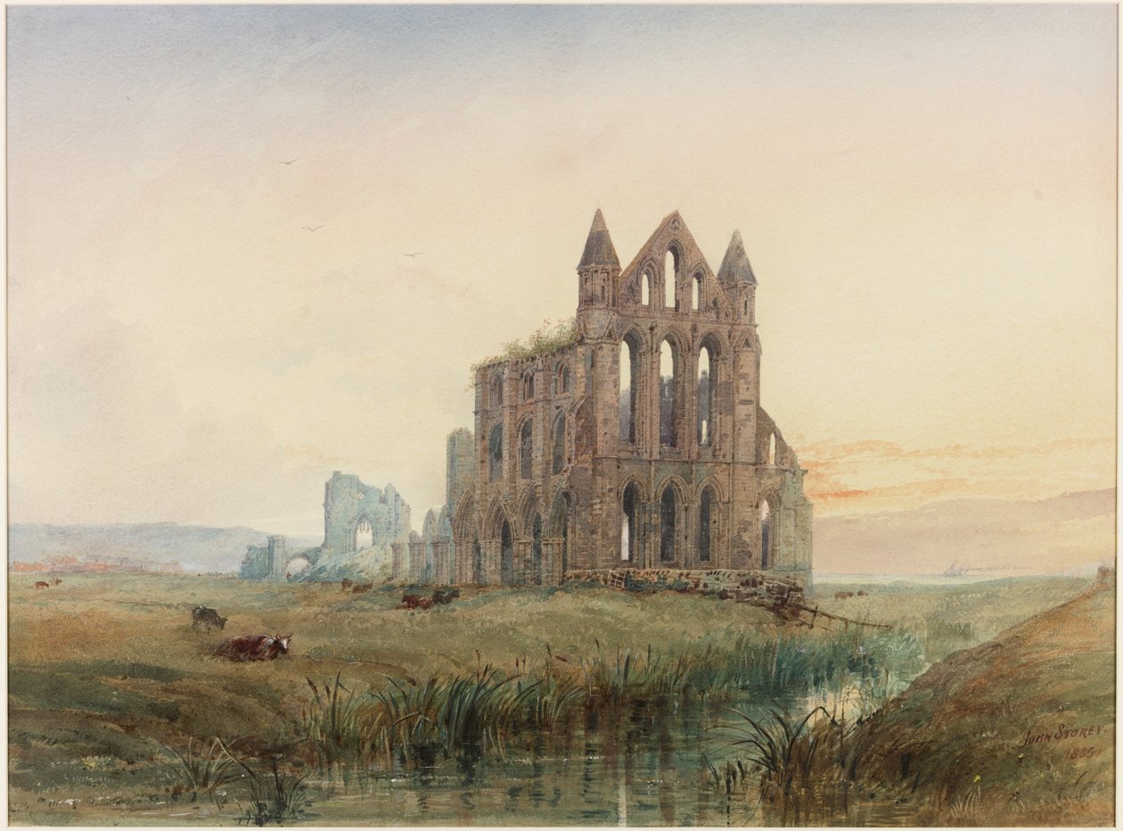 Whitby Abbey (vartaloväri, kynä ja wc paperilla) tekijältä John Storey