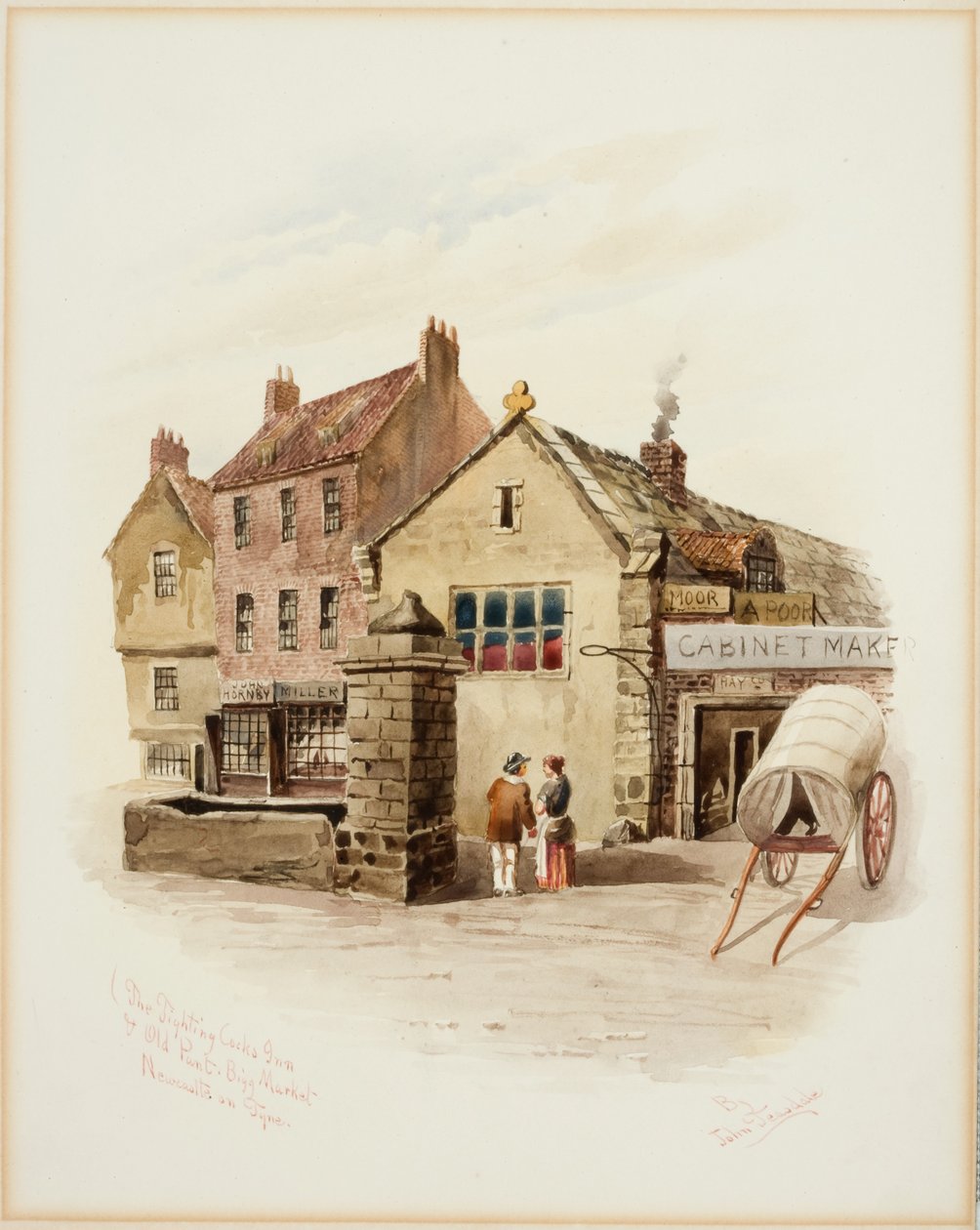 The Fighting Cocks Inn ja Old Pant, Bigg Market, Newcastle upon Tyne (vartalon väri) tekijältä John Teasdale