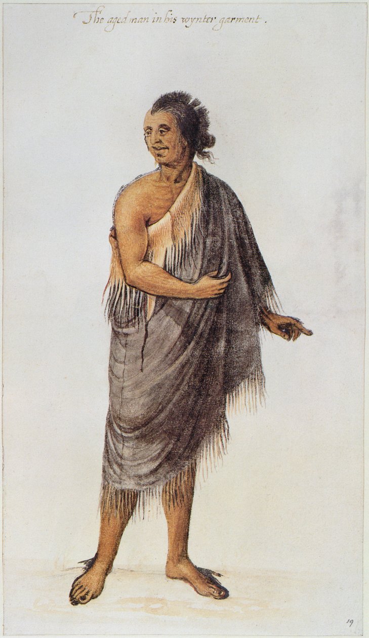 Vanha intiaanimies (väri litho) tekijältä John White