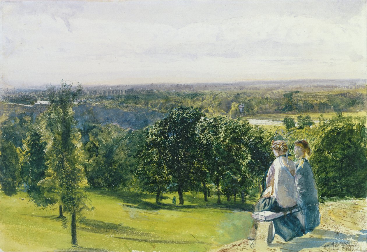 Richmond Parkissa, n. 1869 (wc, guassi paperilla) tekijältä John William Inchbold