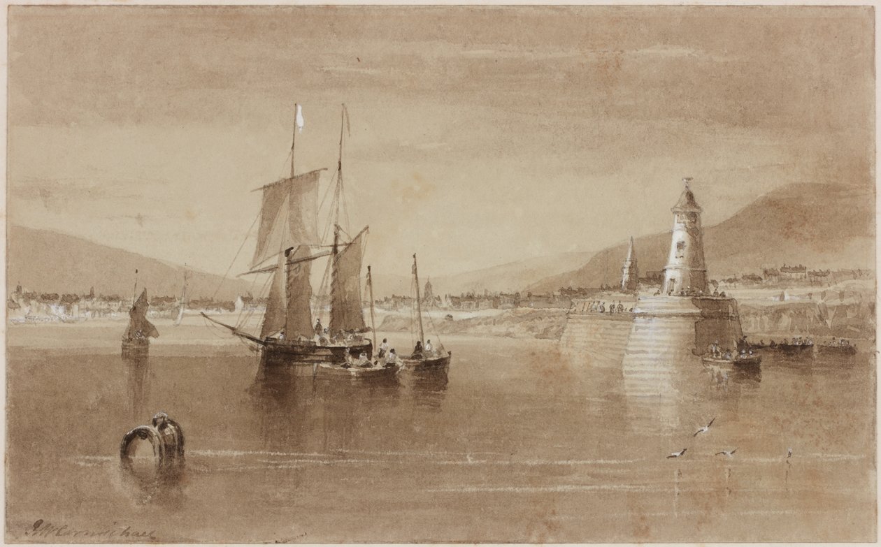 Berwick on Tweed (muste (seepia) paperilla) tekijältä John Wilson Carmichael