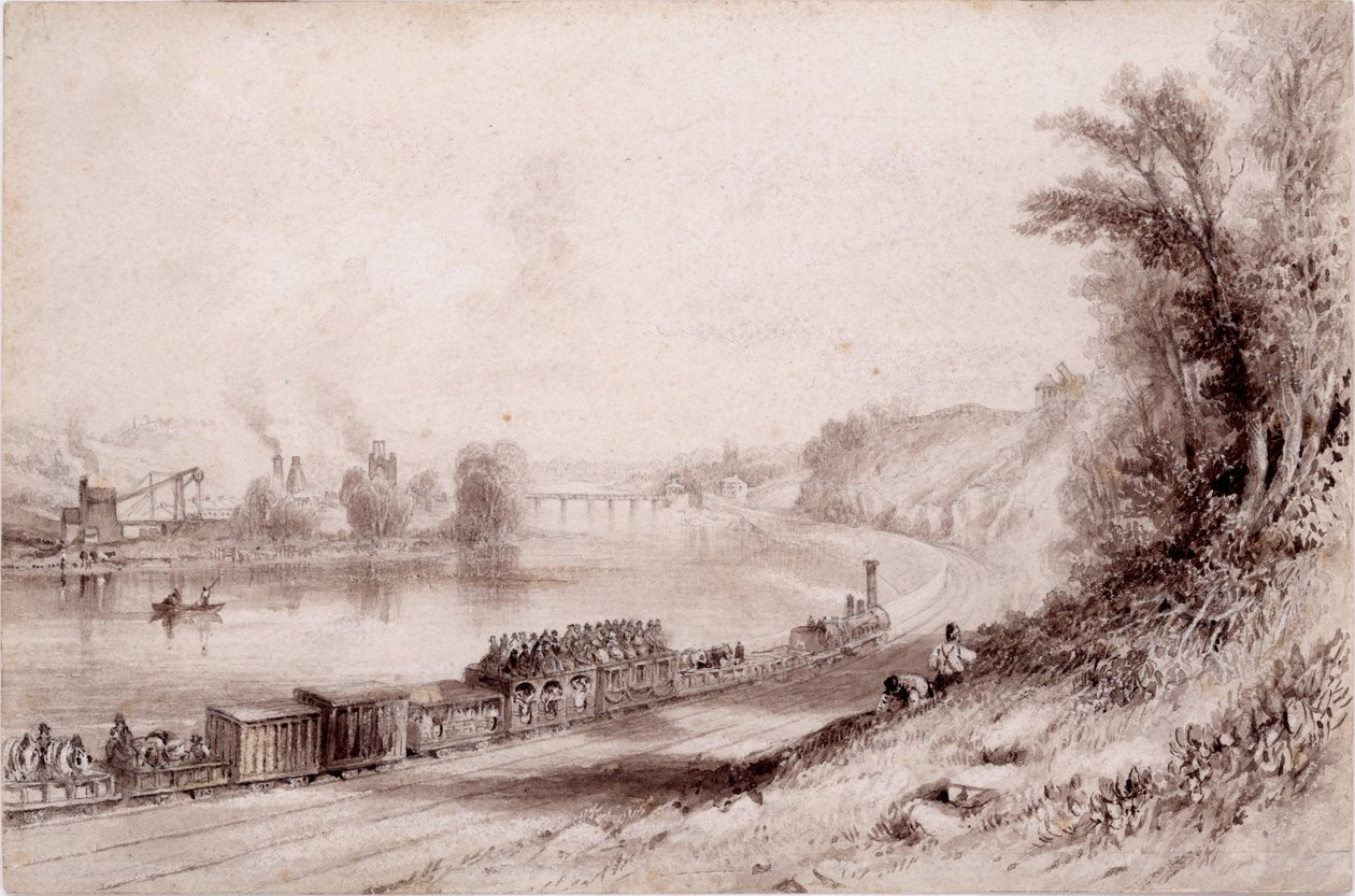 River Wall Wylam Scarsissa (wc ja muste paperille) tekijältä John Wilson Carmichael
