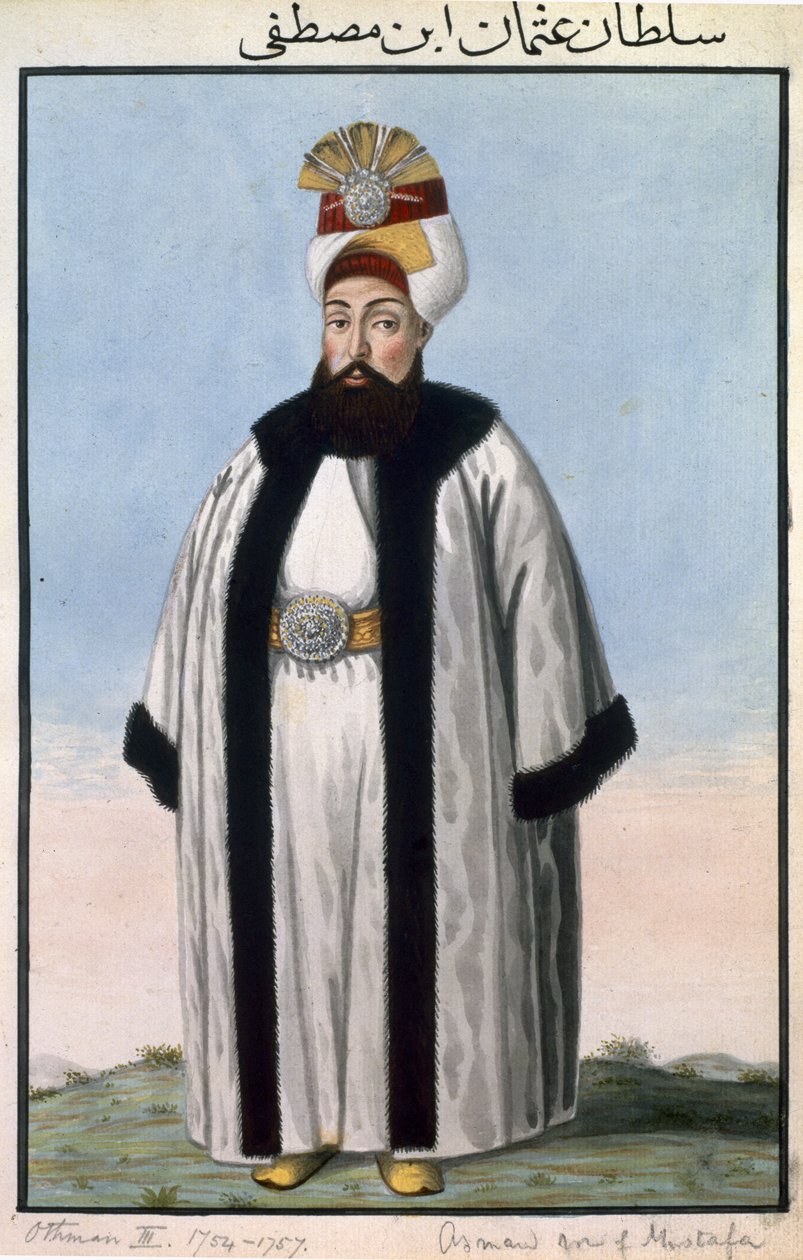Othman (Osman) III (1699-1757) Sulttaani 1754-57, sarjasta "Turkin keisarien muotokuvia", 1808 tekijältä John Young