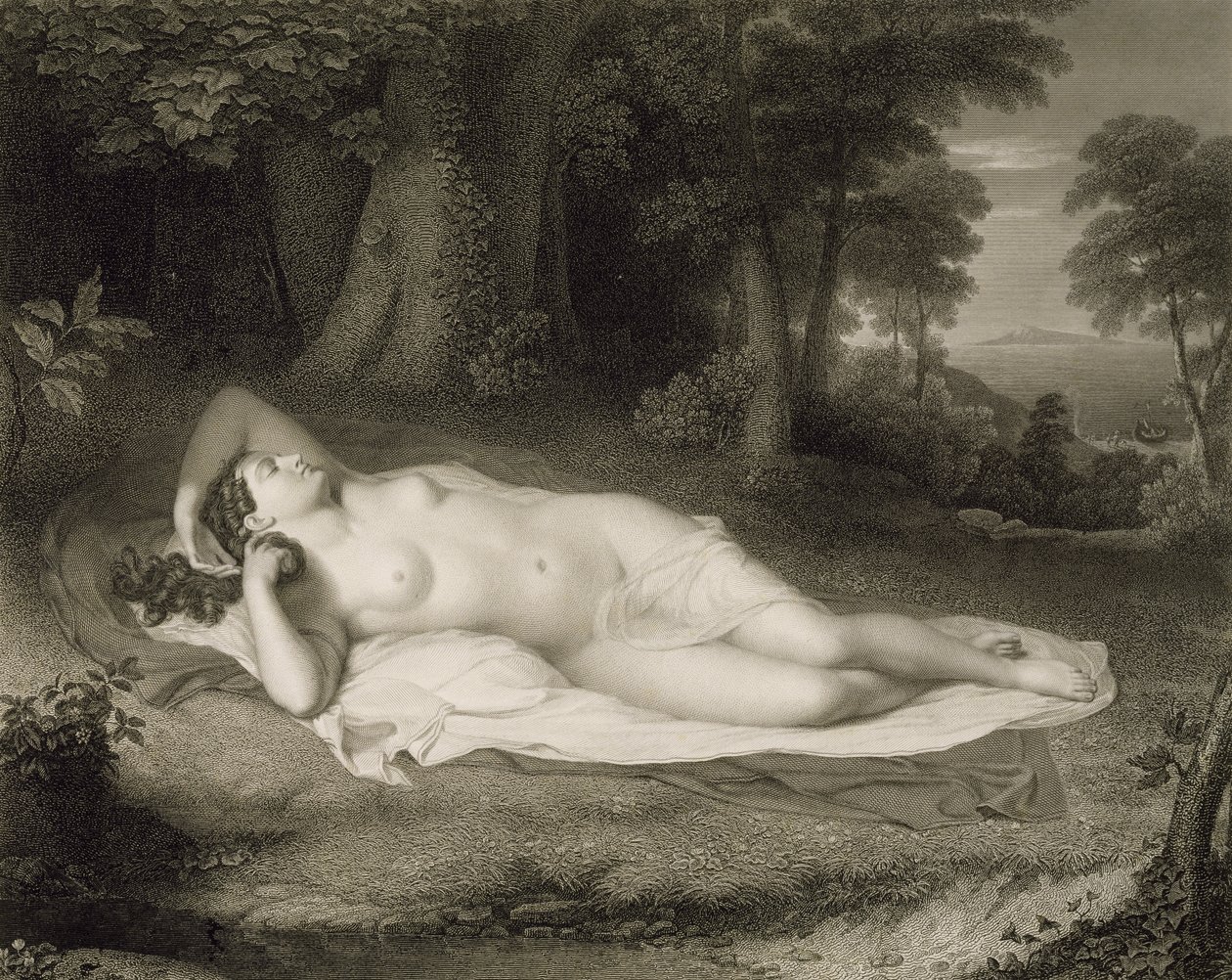 Ariadne, kaiverrus Asher Brown Durand (1796-1886) tekijältä John after Vanderlyn
