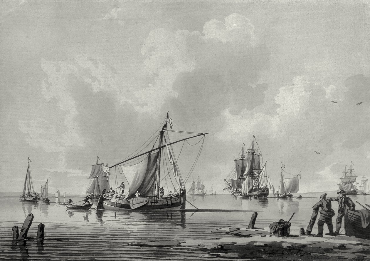 Joki ja merenkulku, 1700-luku (piirustus) tekijältä John the Younger Cleveley