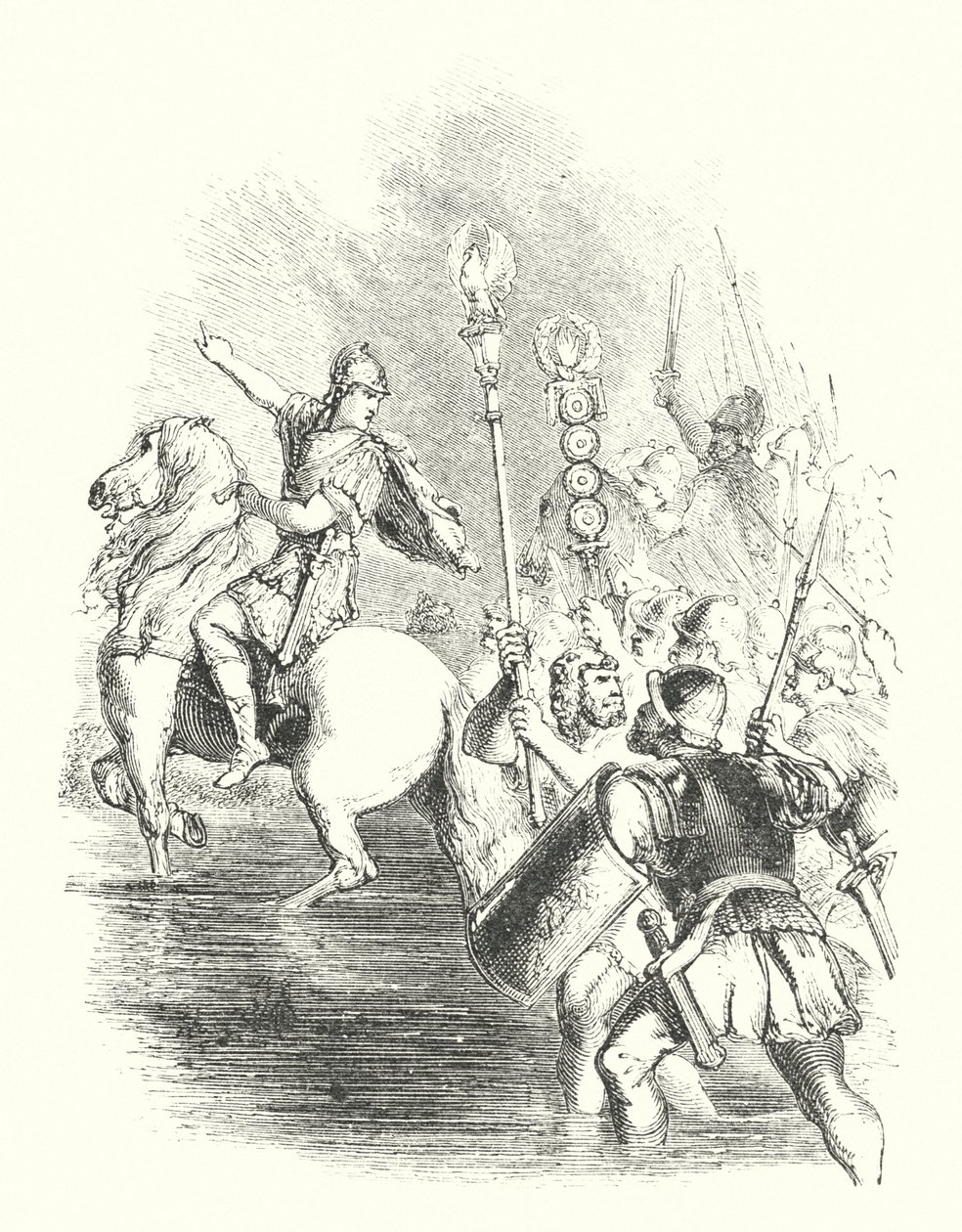 Caesar ylittää Rubiconin (kaiverrus) tekijältä John (after) Gilbert