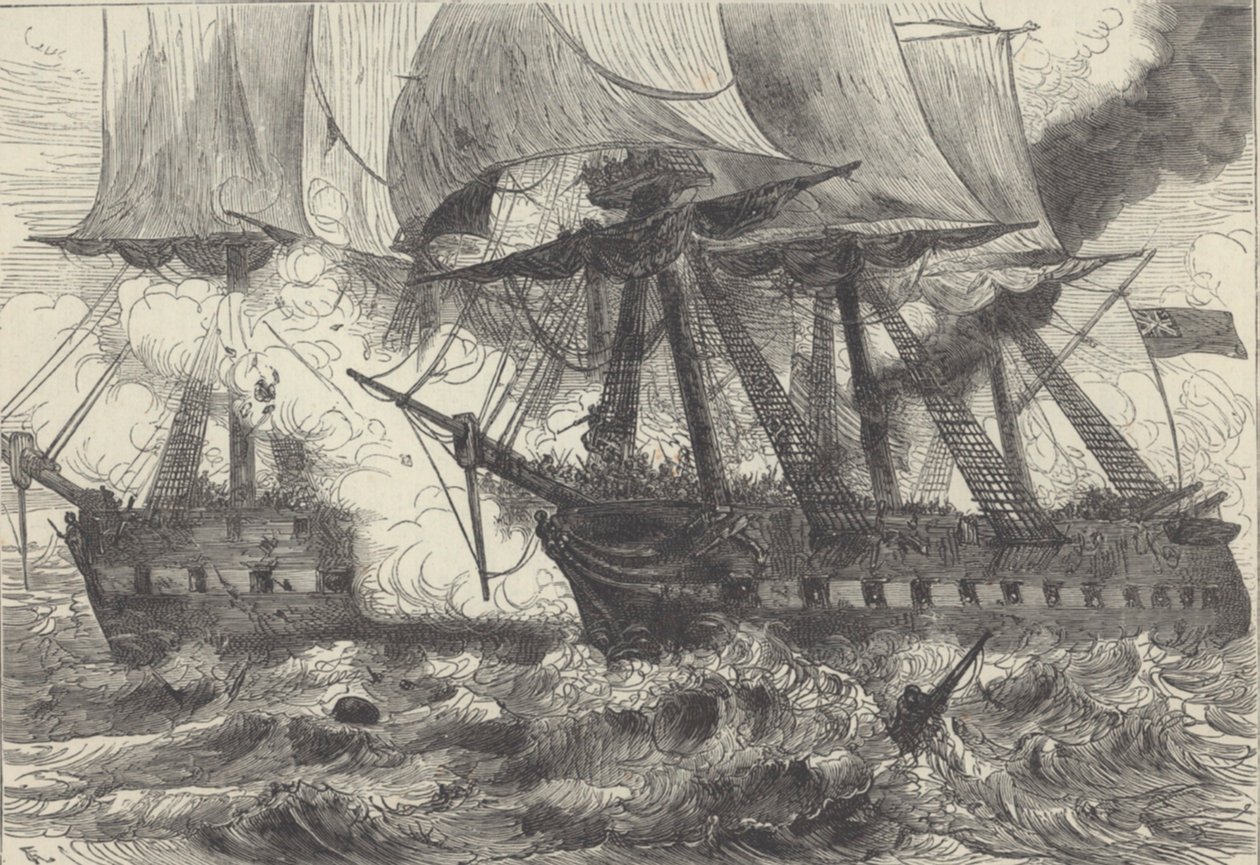 Meritaistelu (litho) tekijältä Walter Charles Mills