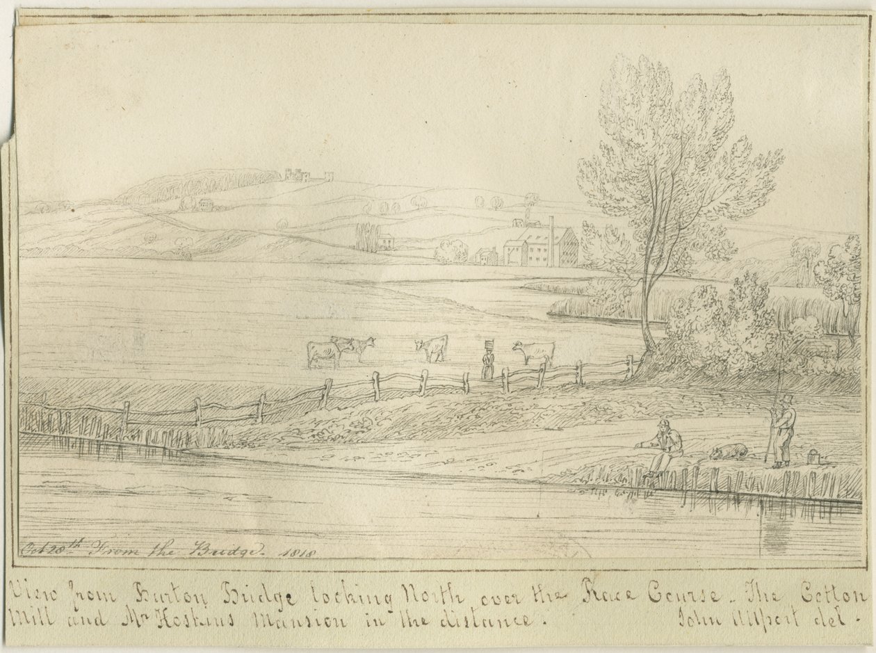 Burton-upon-Trent: kynä- ja mustepiirustus, 1818 tekijältä John Allport
