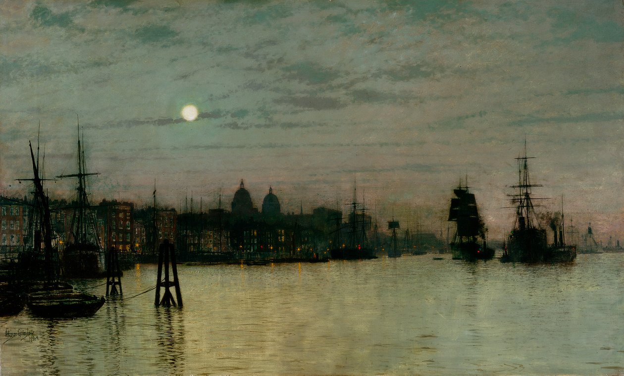 Greenwich, puoli vuorovettä, 1884 tekijältä John Atkinson Grimshaw