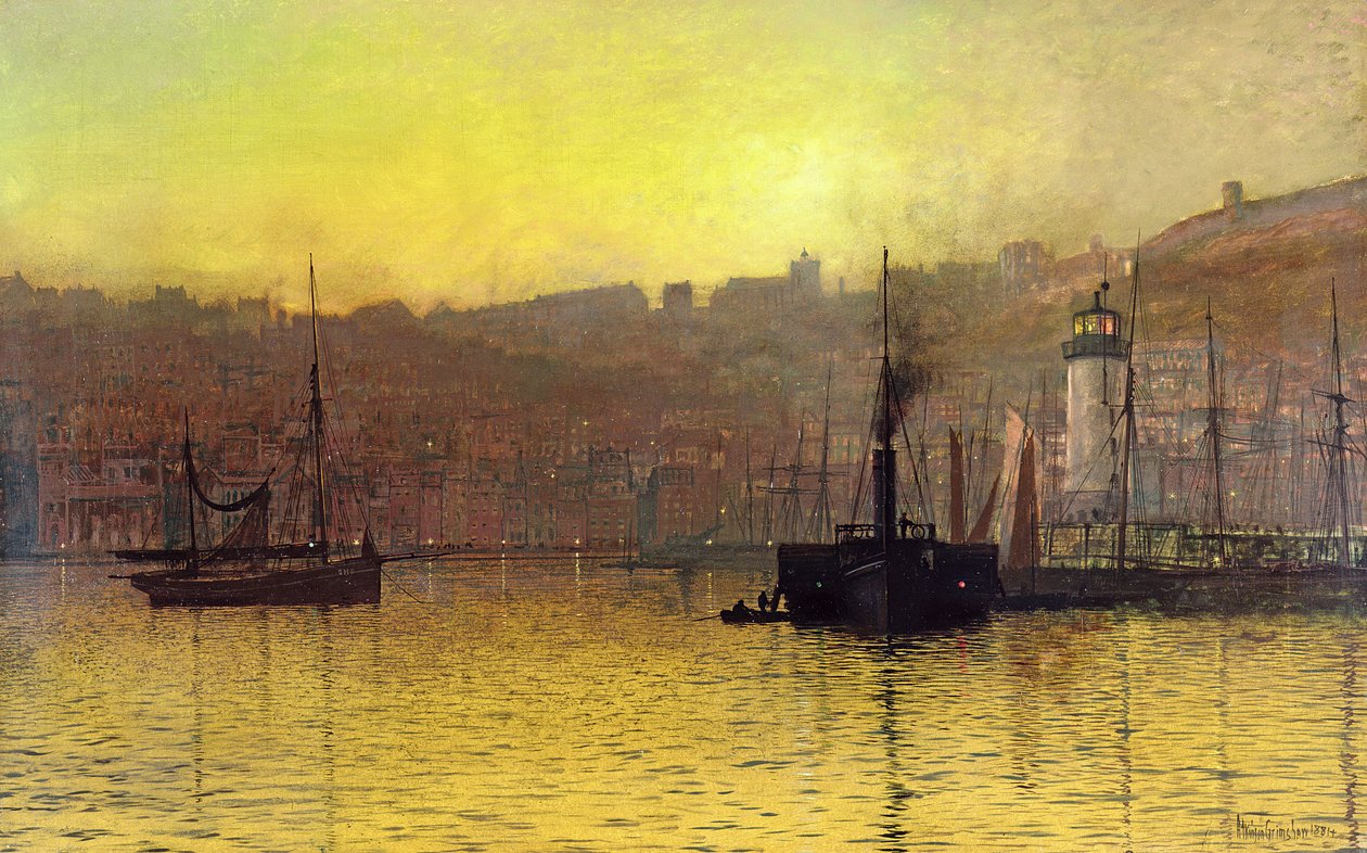 Ilta Scarborough Harborissa tekijältä John Atkinson Grimshaw