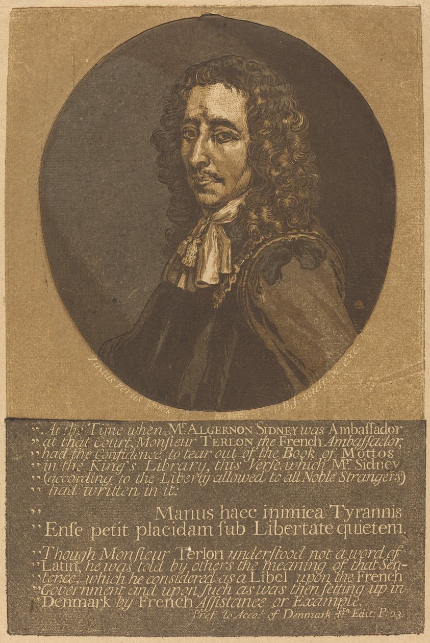 Algernon Sidney tekijältä John Baptist Jackson after Justus van Verus