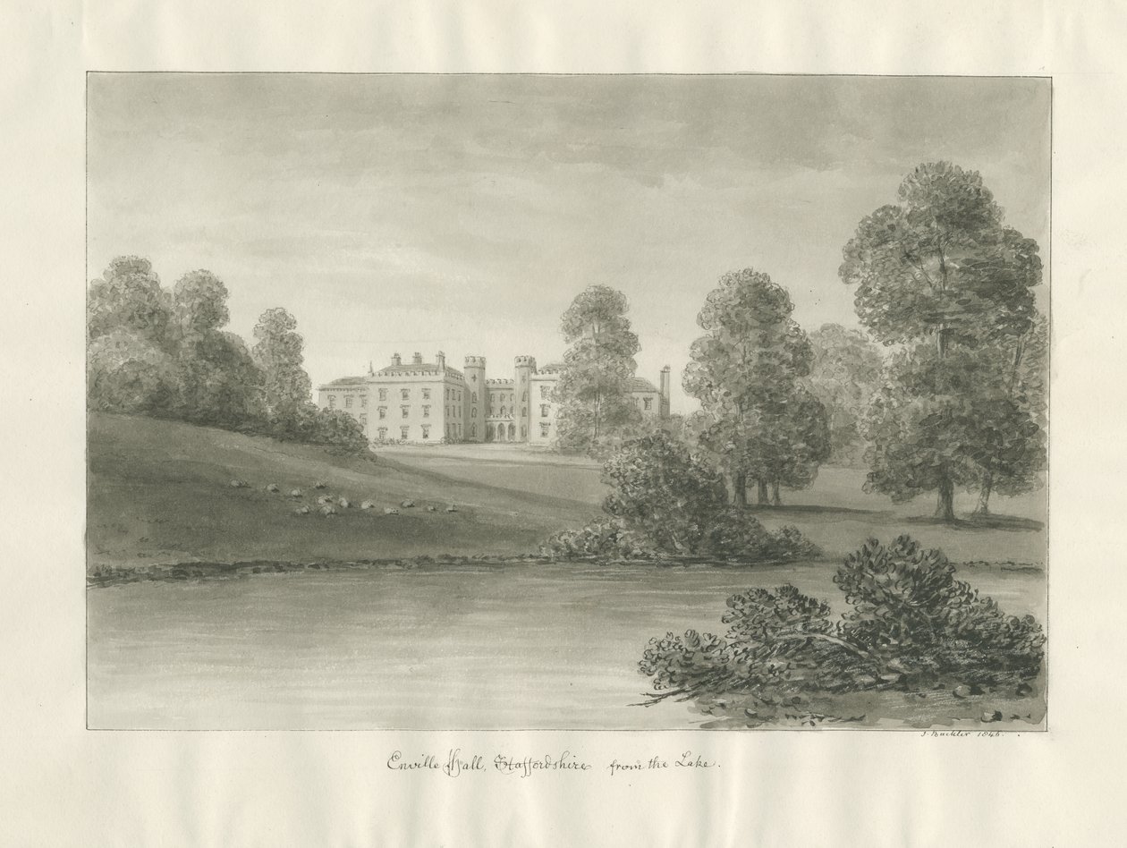 Enville Hall: seepiapiirustus tekijältä John Buckler