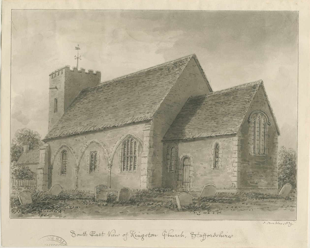 Kingstone Church: seepiapiirros tekijältä John Buckler