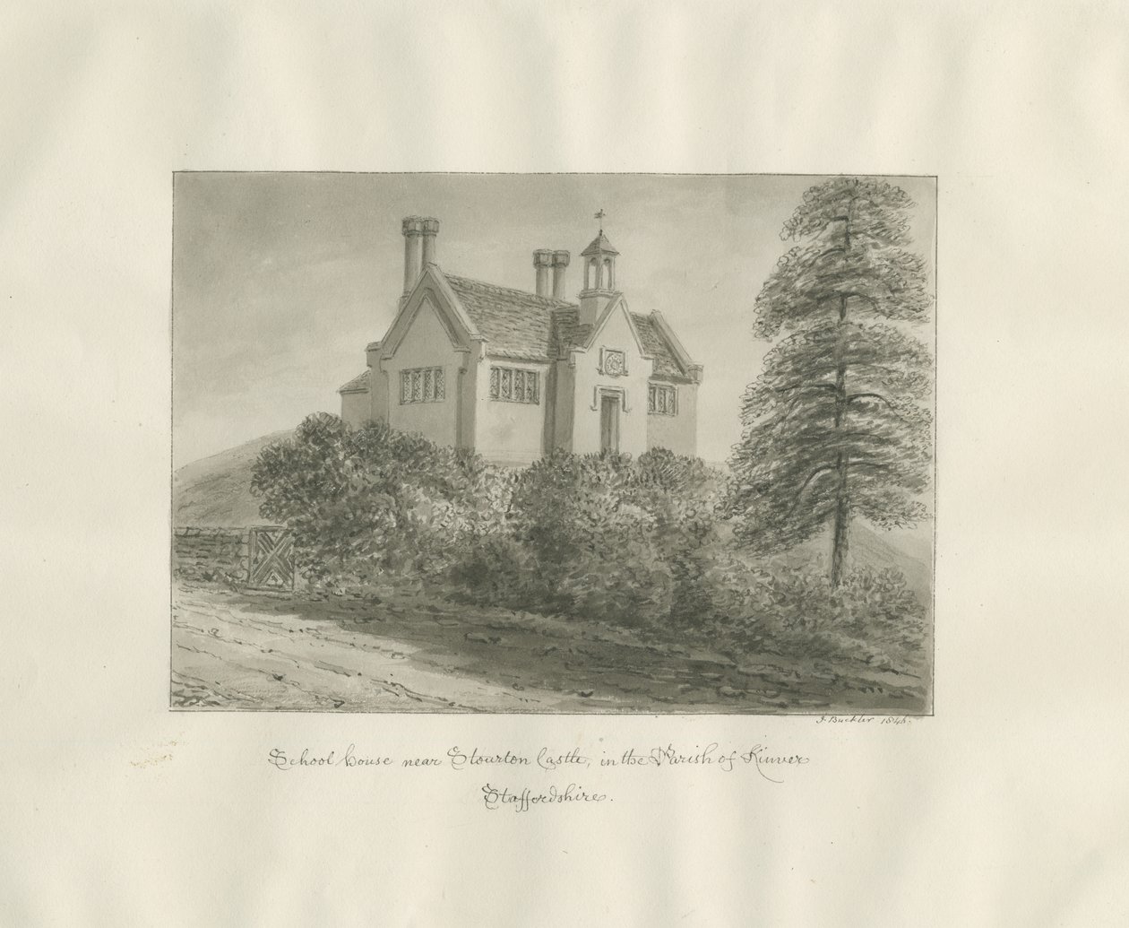 Kinver Town - "School House": seepiapiirros tekijältä John Buckler
