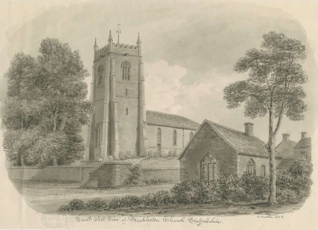 Mucklestone Church: seepiapesupiirros tekijältä John Buckler