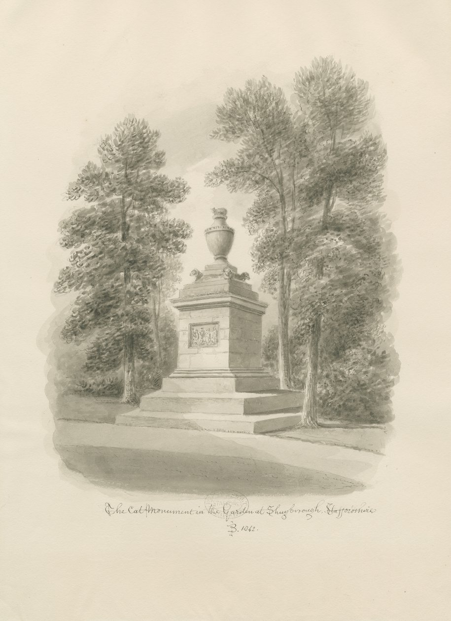 Shugborough - Kissamonumentti: seepiapiirros tekijältä John Buckler