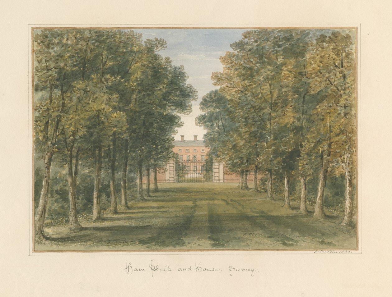 Surrey - Ham Walk and House, 1830 tekijältä John Buckler