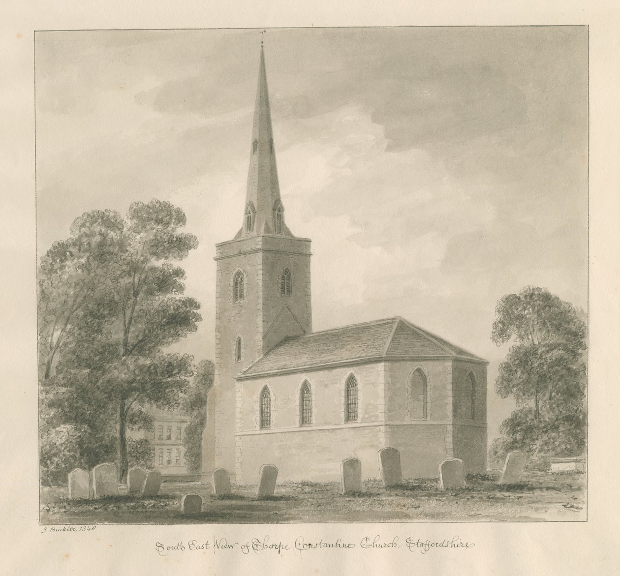 Thorpe Constantine Church: seepiapesupiirros tekijältä John Buckler