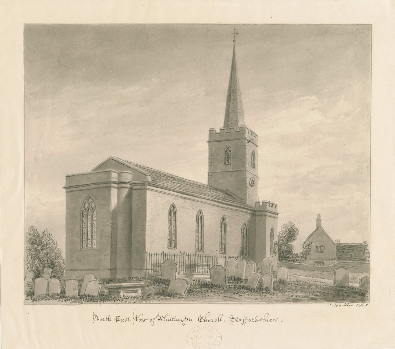 Whittington Church: seepiapesupiirros tekijältä John Buckler