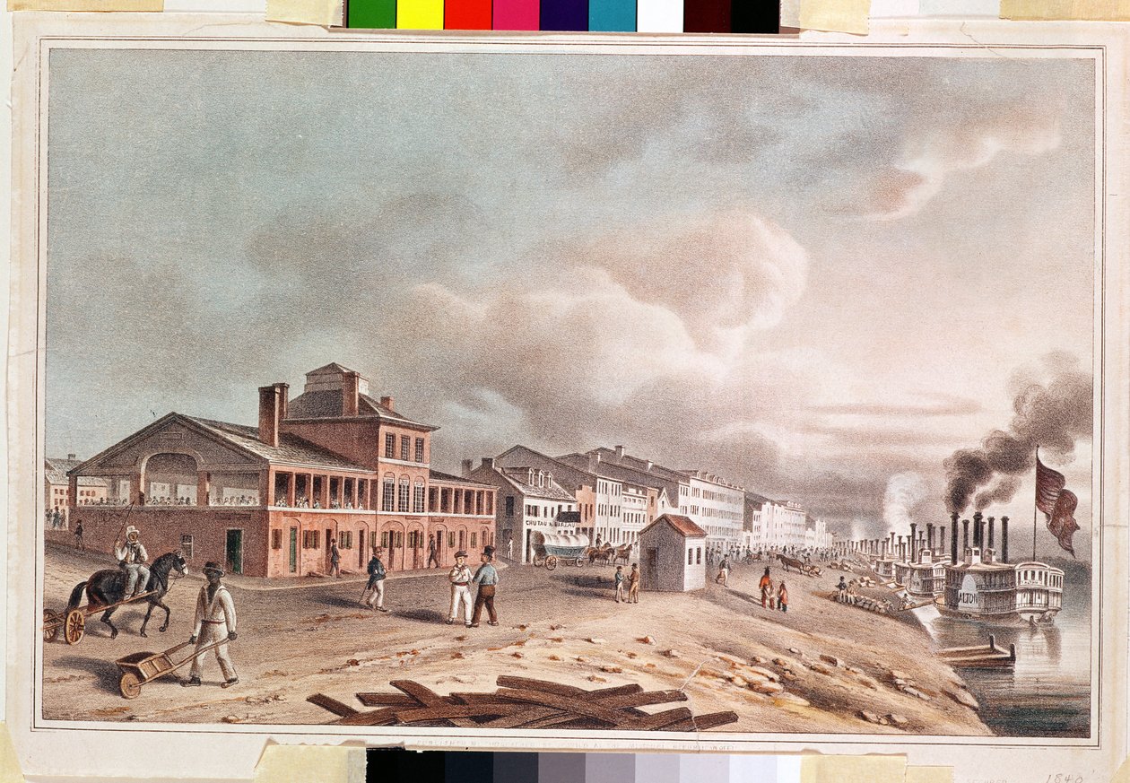 Front Street, St. Louis, Missouri, 1840 tekijältä John Caspar Wild