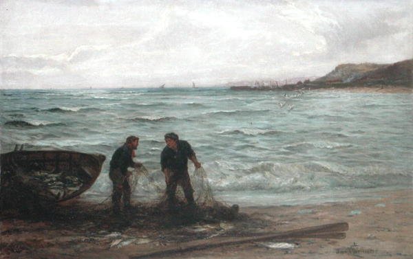 Landing the Catch (öljy kankaalle) tekijältä John Chalmers