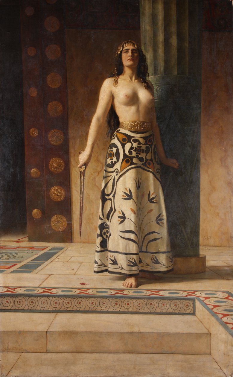 Clytemnestra, n. 1914 (öljy kankaalle) tekijältä John Collier