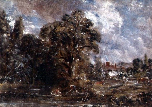 Maalaistalo lähellä veden rantaa tekijältä John Constable
