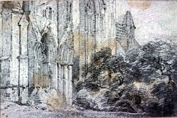 Kirkon rauniot (piirustus) tekijältä John Constable