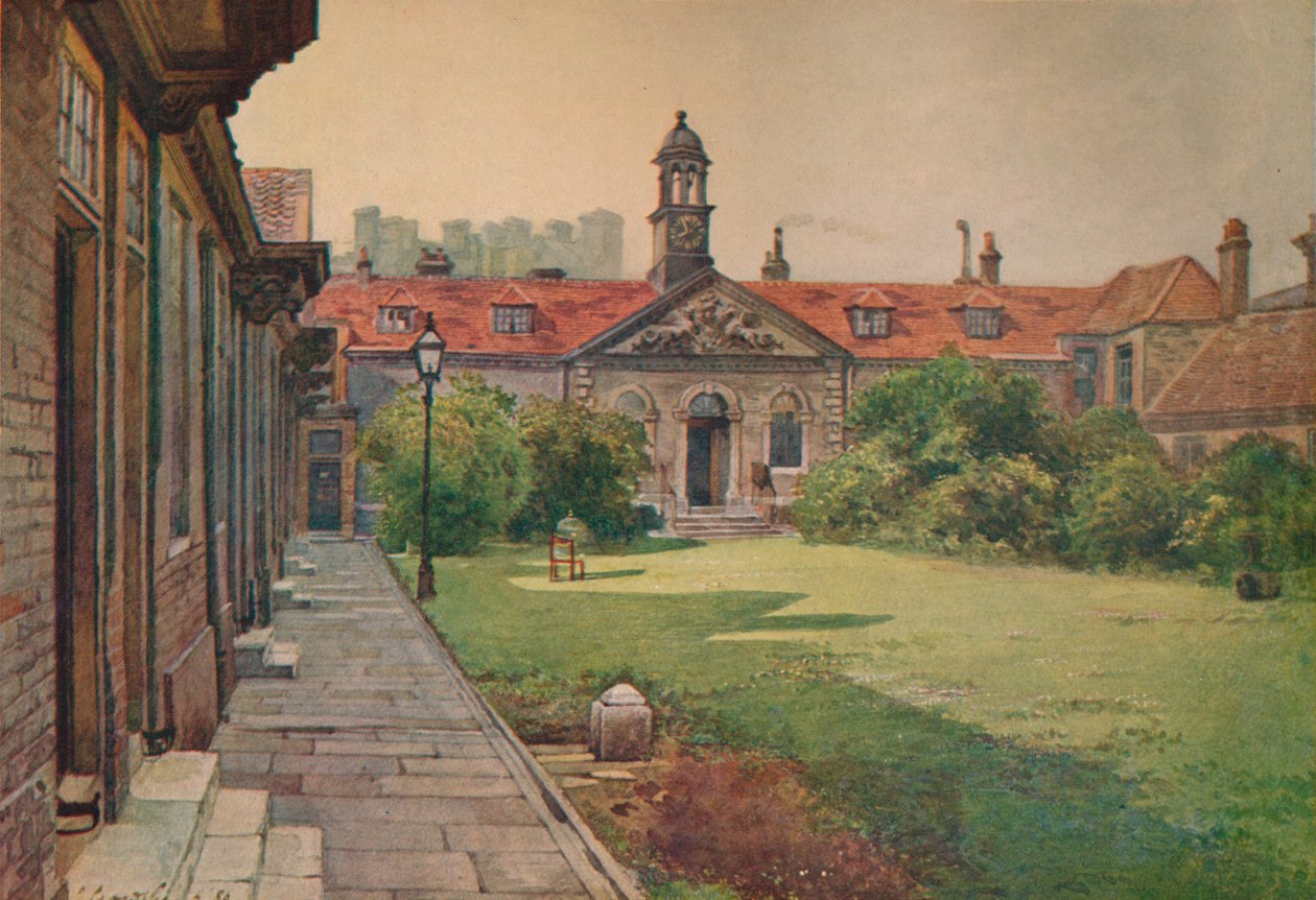Lady DAcres Almshouses, puutarha edessä, c1880 1926 tekijältä John Crowther