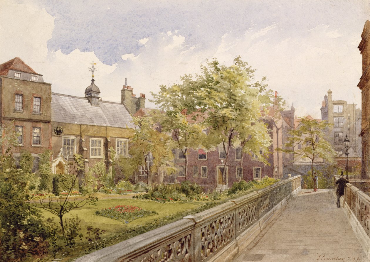 Staple Inn Hall puutarhan puolelta, 1882 tekijältä John Crowther