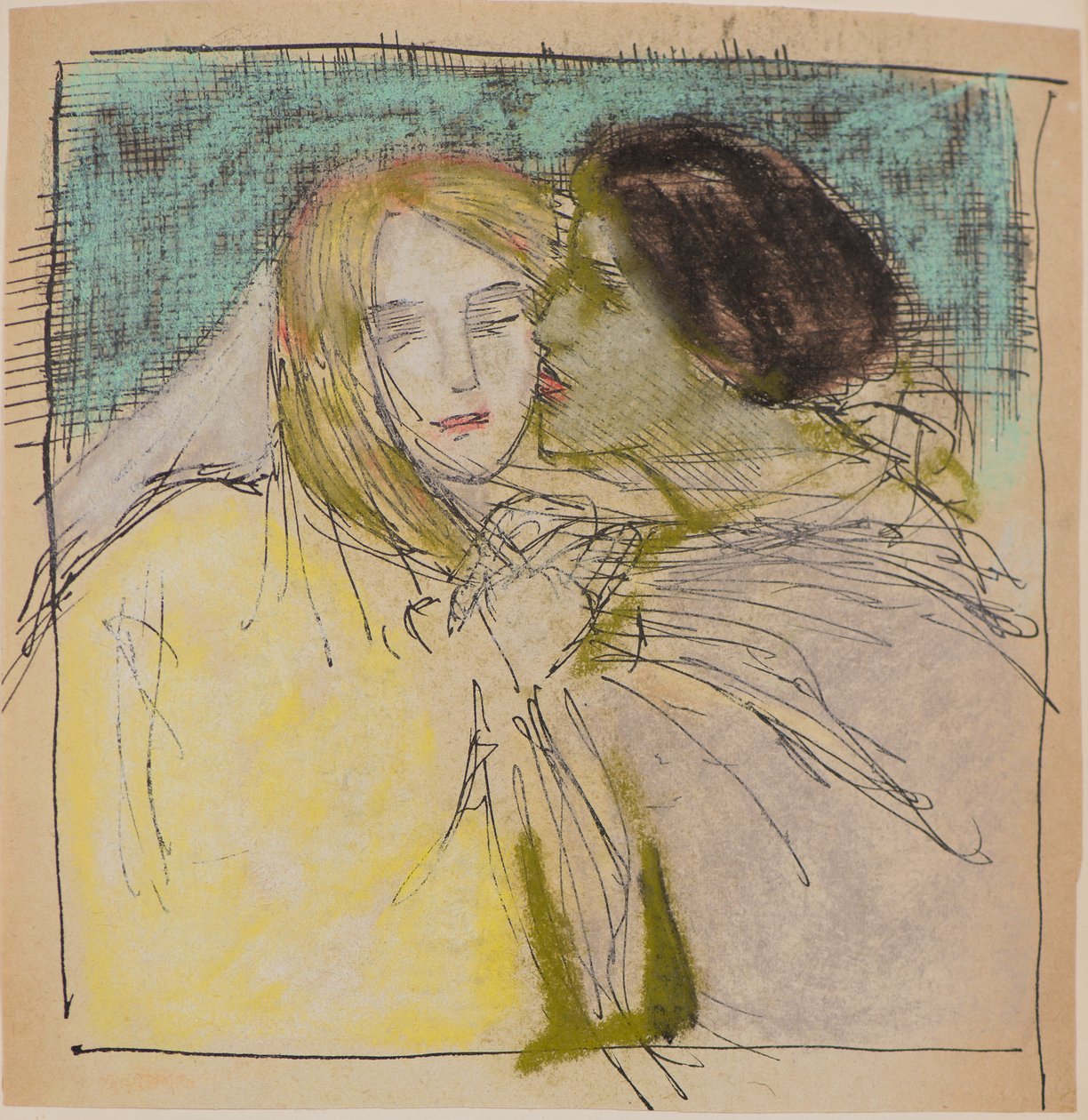 Nimetön [Syliilevä pariskunta] (kynä ja muste) tekijältä John Duncan