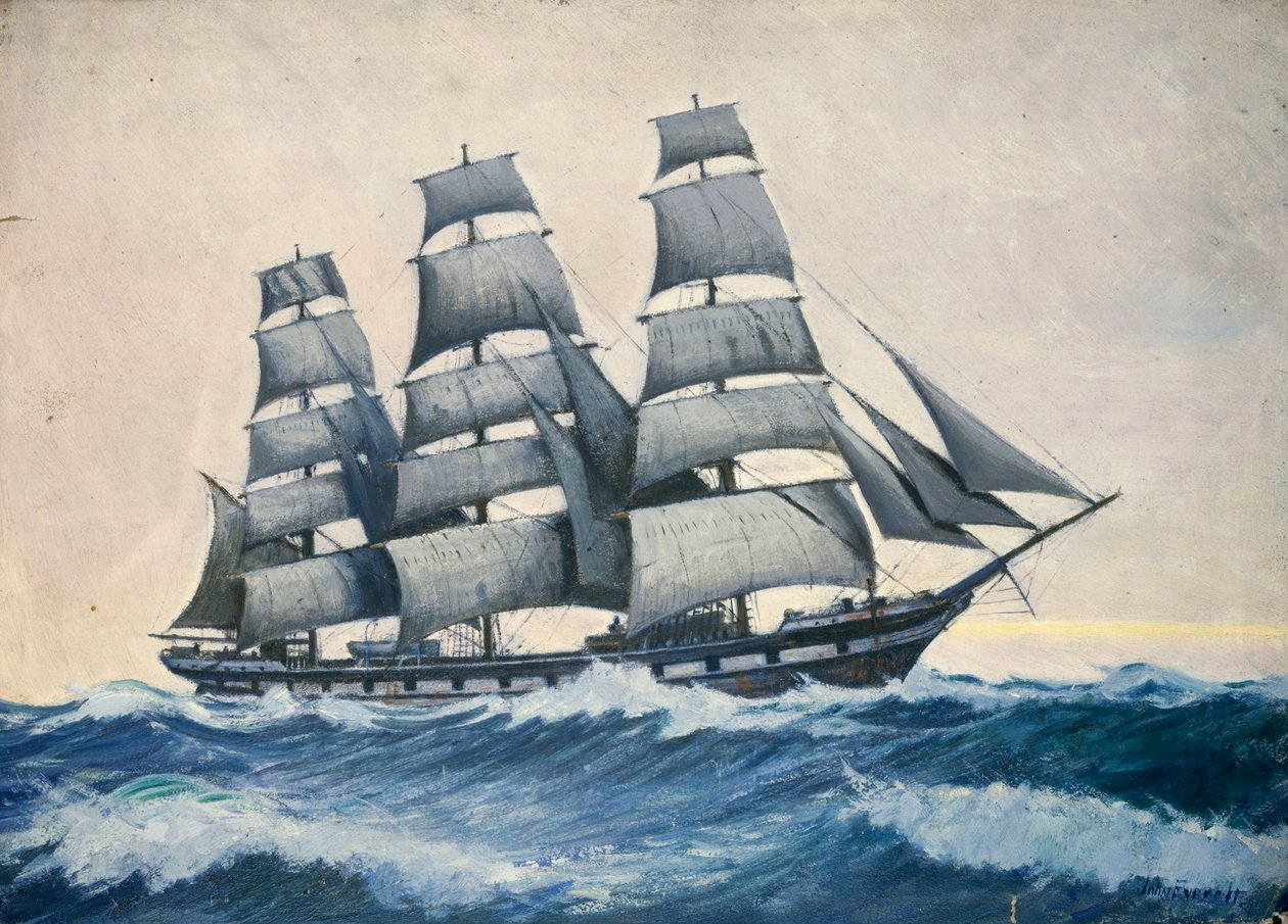 Merimaisema, noin 1876-1949 (öljy paperille) tekijältä John Everett