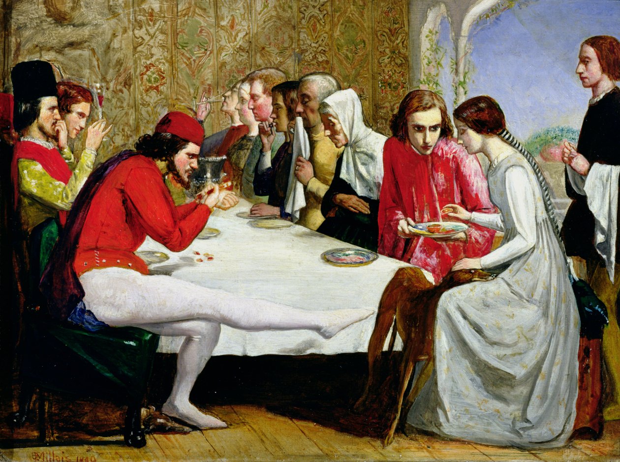 Huonekalut ja erilaiset esineet 1100- ja 1300-luvuilta tekijältä John Everett Millais