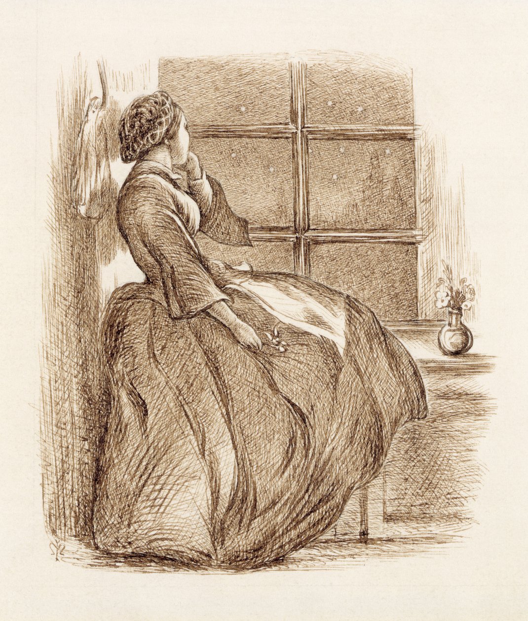 Kadonnut rakkaus, n. 1859 (kynä ja muste) tekijältä John Everett Millais