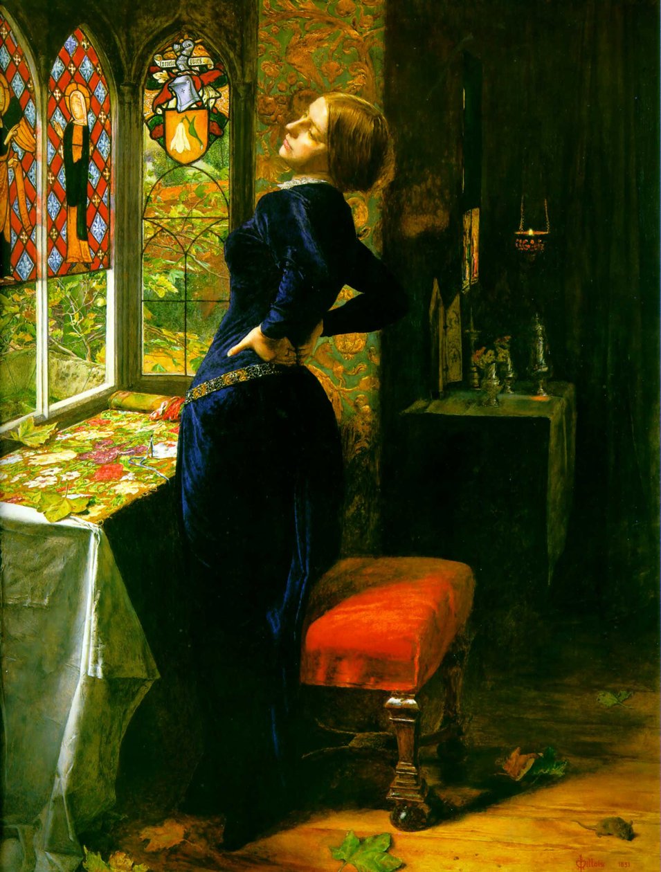 Mariana Maaritin maalaistalossa (Mariana in the Moated Grange) tekijältä John Everett Millais