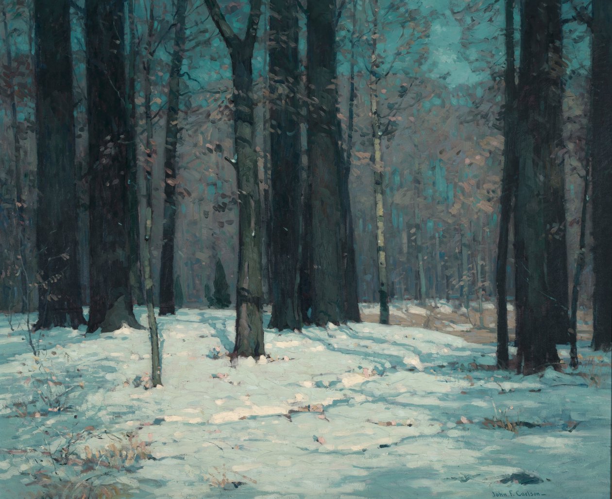 Woods in Winter, n. 1912. tekijältä John F. Carlson