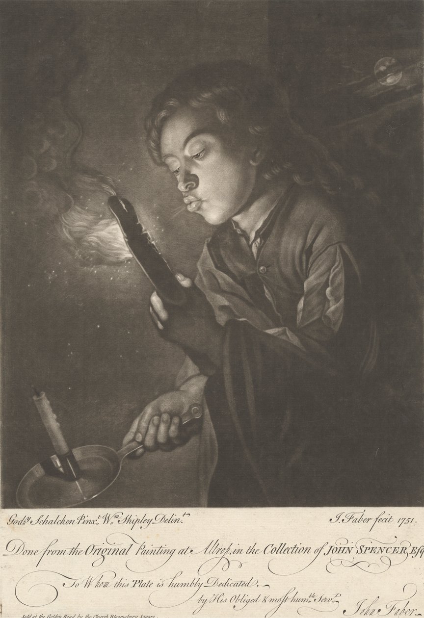 Poika sytyttää kynttilän tekijältä John Faber the younger